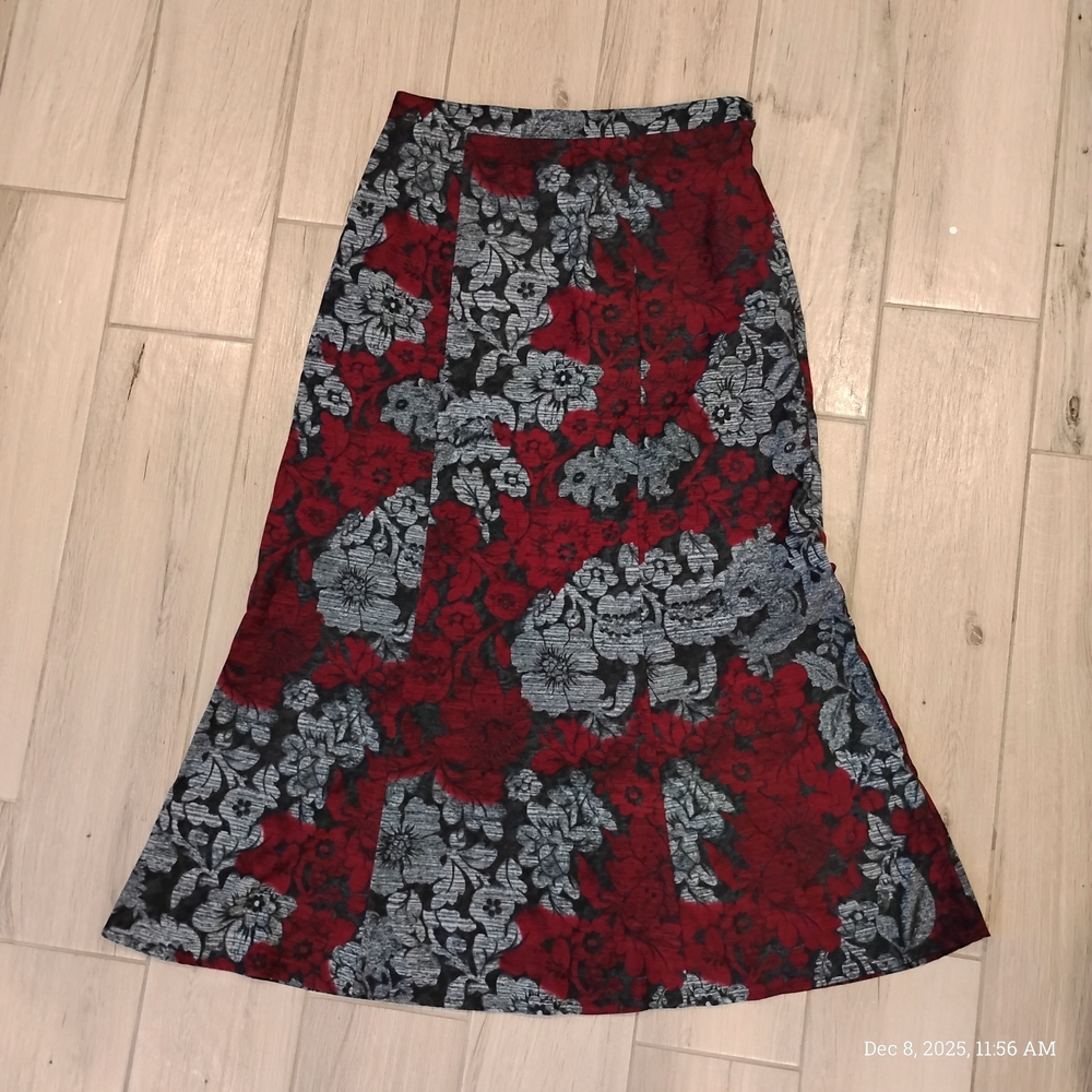 Floral Red and Gray Women's Skirt